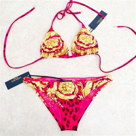 versace pink motif|pink Versace bikini.